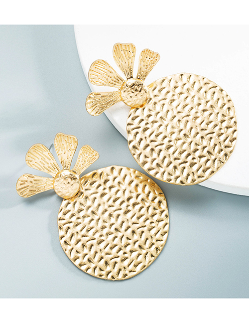 Fashion Full Gold Flower Geometric Stud Earrings
