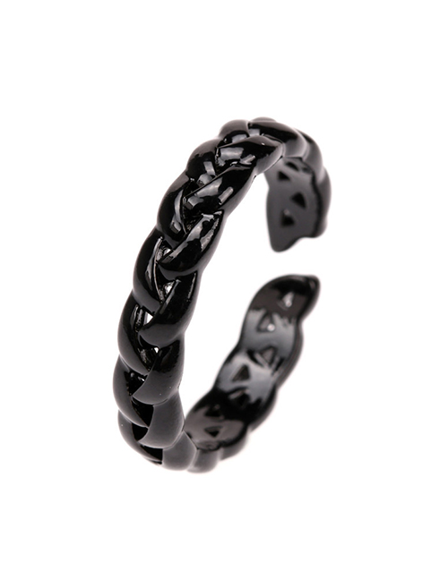 Fashion Black Lacquered Twist Open Ring