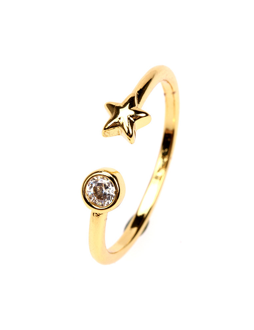 Fashion Golden Stars Zircon Star Ring