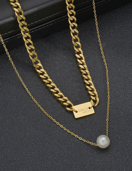Fashion Golden Double Pearl Chain Necklace