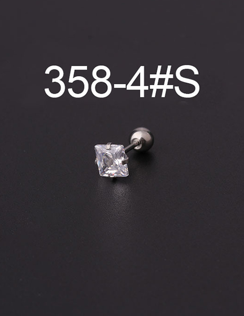 Fashion 4#-silver Square Screw Ball Piercing Earrings