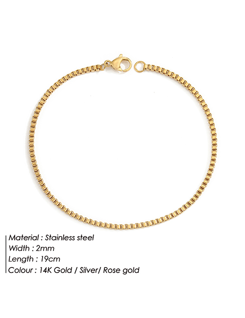 Fashion Golden 2mm-19cm Stainless Steel Chain Bracelet
