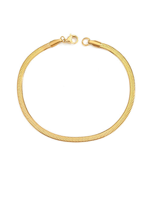 Fashion Golden 3mm-18cm Stainless Steel Gold-plated Flat Snake Chain Bracelet