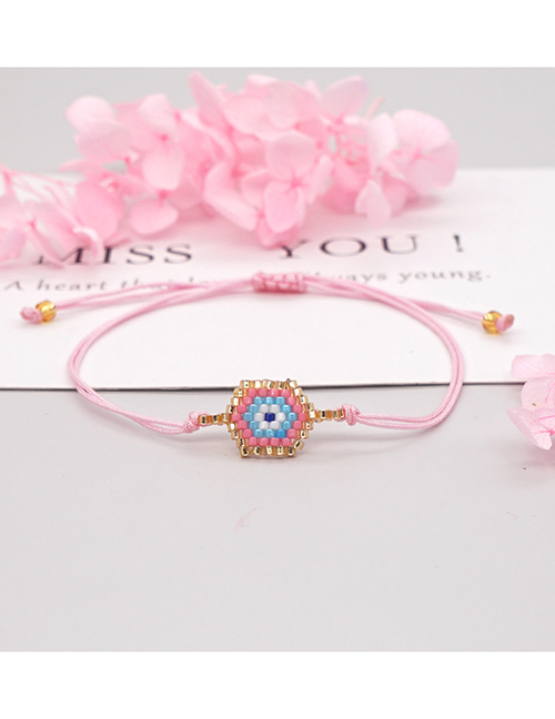 Fashion Mi-b180390d Rice Beads Woven Geometric Eye Bracelet