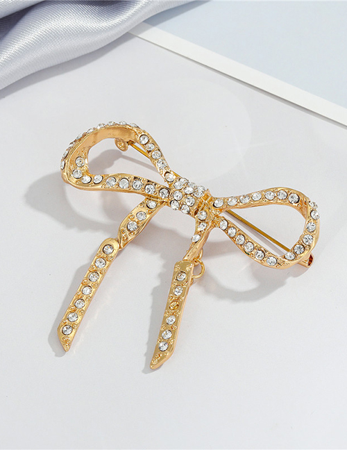 Fashion Golden Diamond Bow Brooch