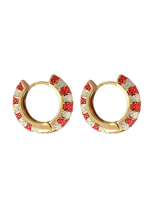 Fashion Red Gold-plated Copper Geometric Earrings