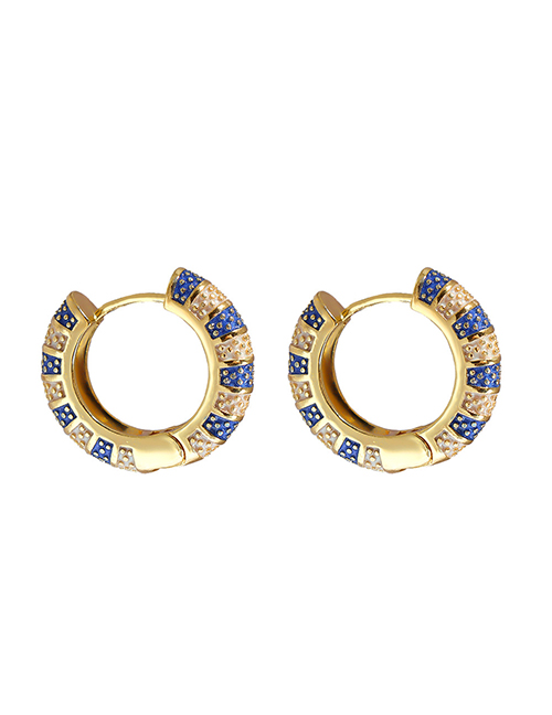 Fashion Blue Gold-plated Copper Geometric Earrings