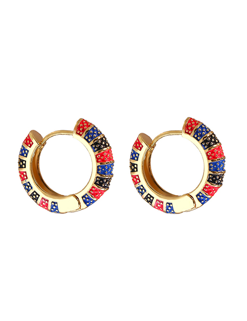 Fashion Black Blue Red Gold-plated Copper Geometric Earrings