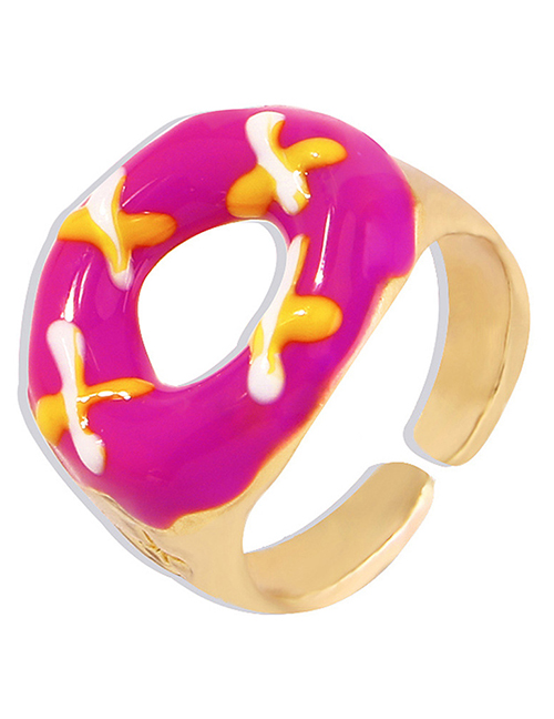 Fashion Rose Red Geometric Dripping Donut Open Ring
