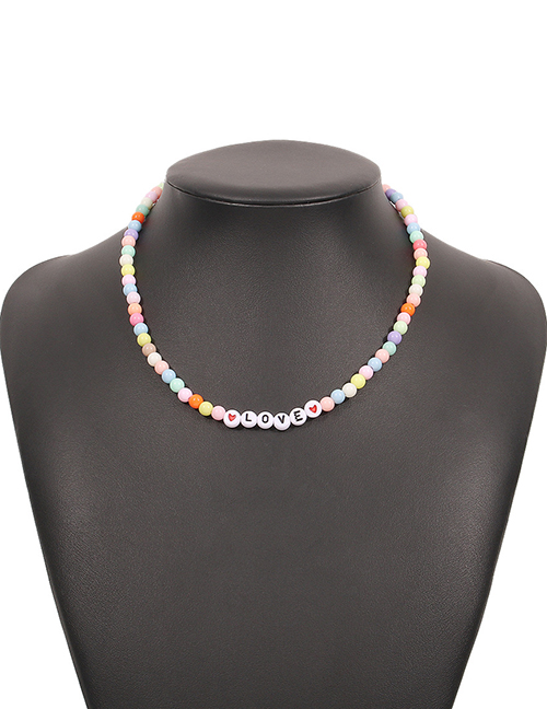 Fashion Color Love Geometric Colorful Beads Alphabet Necklace