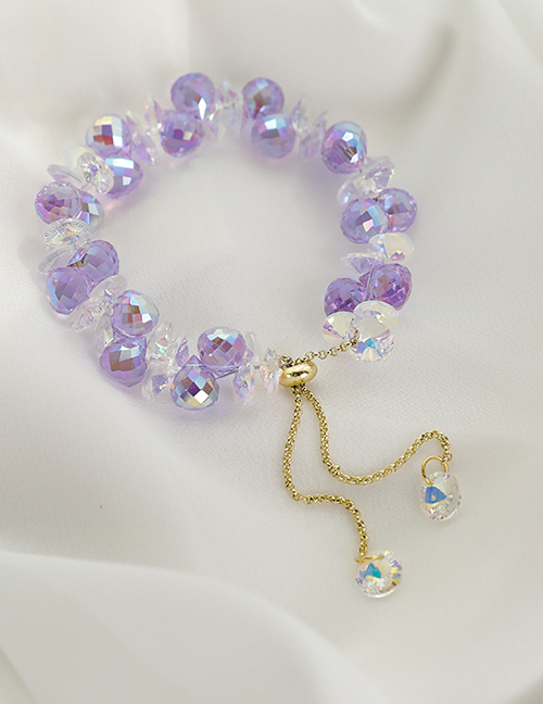Fashion Purple Crystal Flower Beaded Bracelet