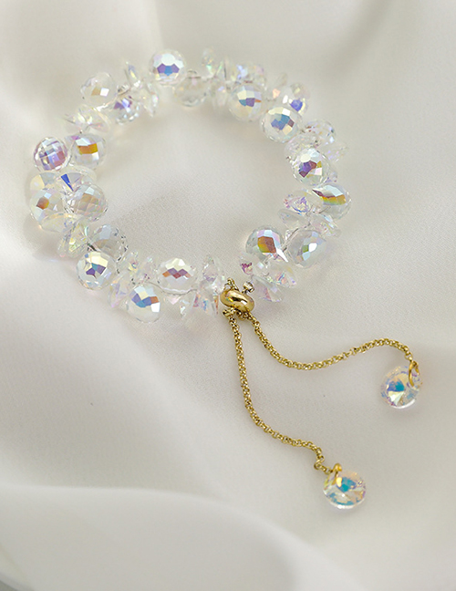 Fashion White Crystal Flower Beaded Bracelet