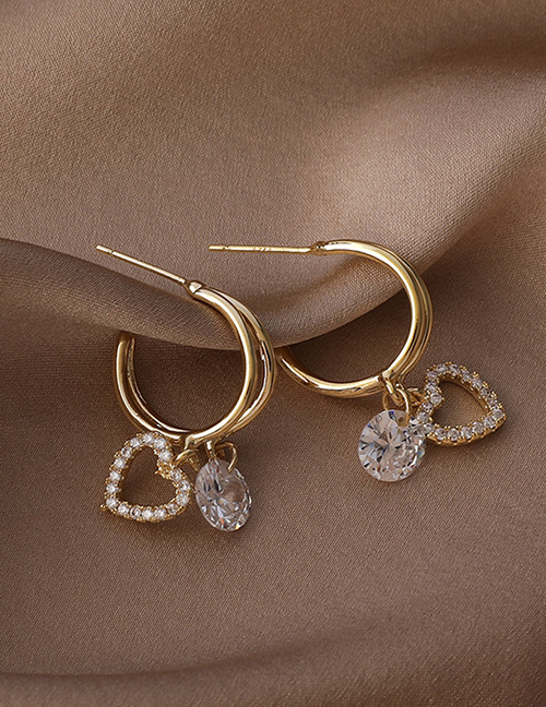 Fashion Golden Love Zircon Earrings