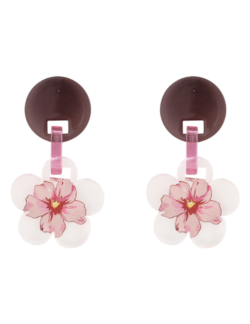 Fashion B Pink Flowers Resin Flower Earrings