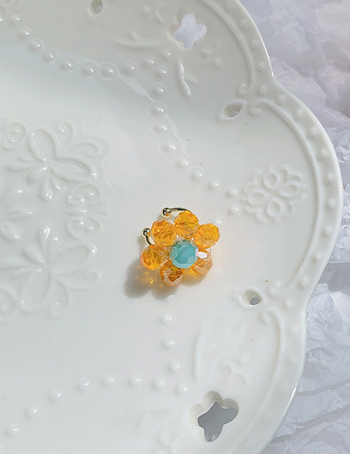 Fashion B Orange Flower Woven Crystal Flower Earrings