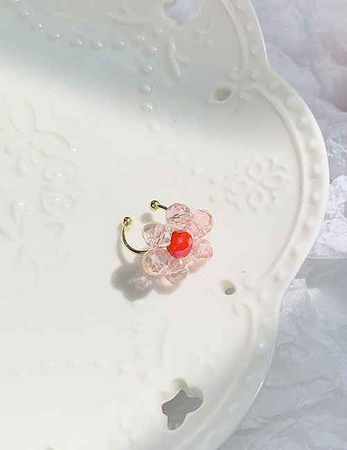 Fashion D Pink Flowers Woven Crystal Flower Earrings