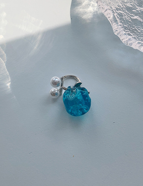 Fashion C Blue Pleated Square Pearl Stud Earrings