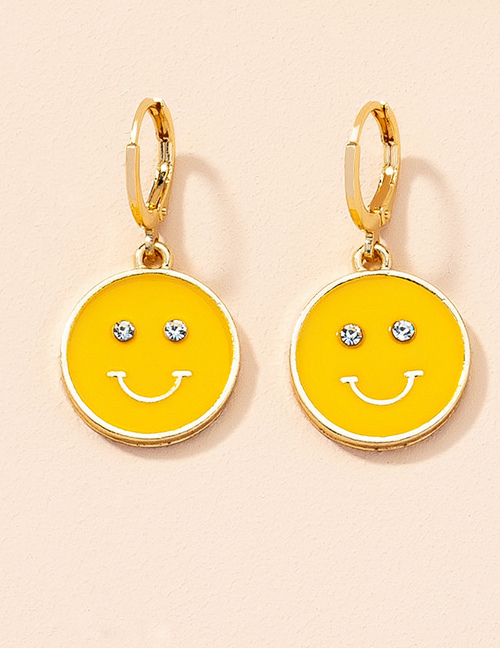 Fashion Yellow Diamond Smiley Earrings
