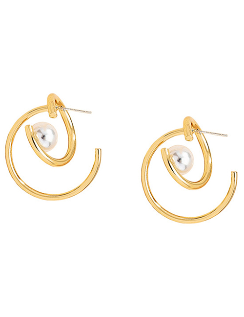 Fashion Golden Geometric Pearl Stud Earrings