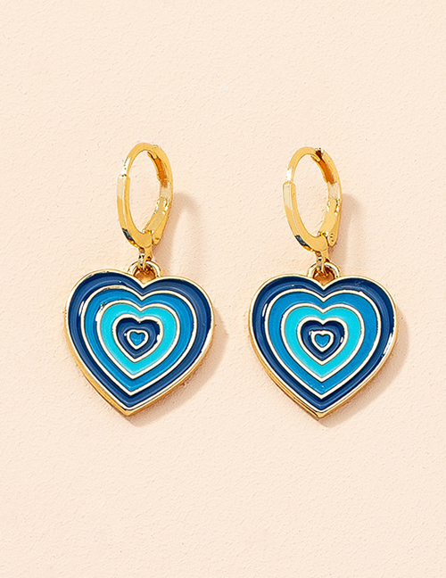 Fashion Blue Metal Heart Stud Earrings