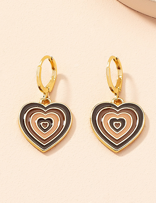 Fashion Brown Metal Heart Stud Earrings