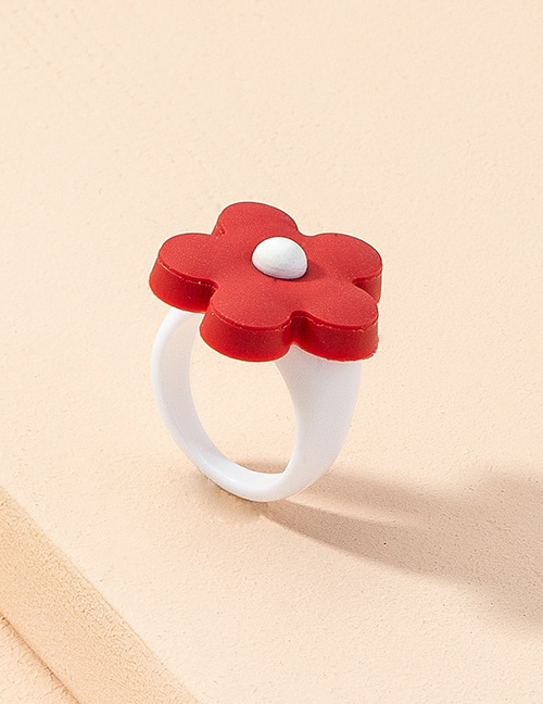 Fashion Red Resin Flower Ring