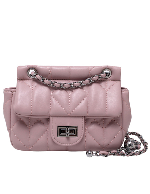 Fashion Pink Lingge Chain Shoulder Messenger Bag