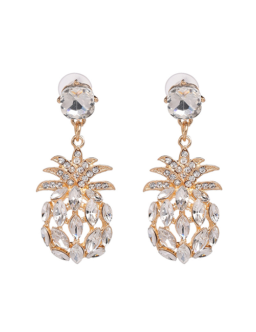 Fashion White Diamond-studded Pineapple Earrings