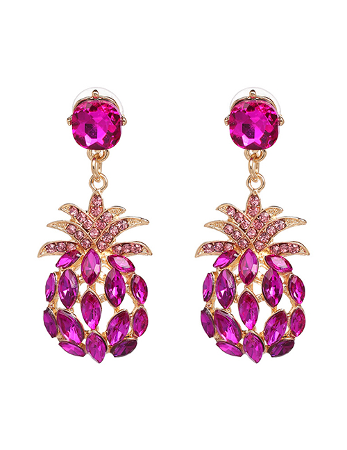 Fashion Pink Diamond-studded Pineapple Earrings