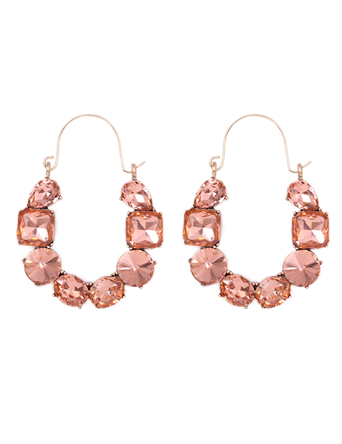 Fashion Pink Diamond-studded Geometric Earrings