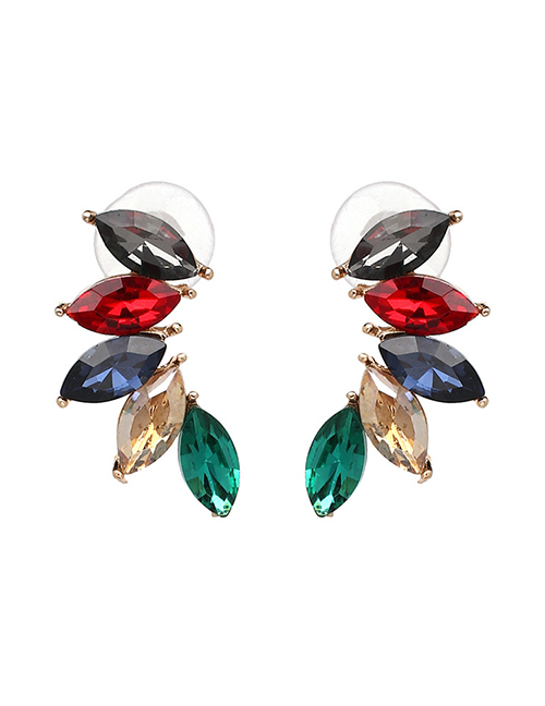 Fashion Color Alloy Diamond Wing Stud Earrings