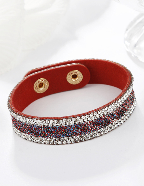 Fashion Red And White Reflective Bracelet Color-blocking Flannel Bracelet With Diamonds And Sequins