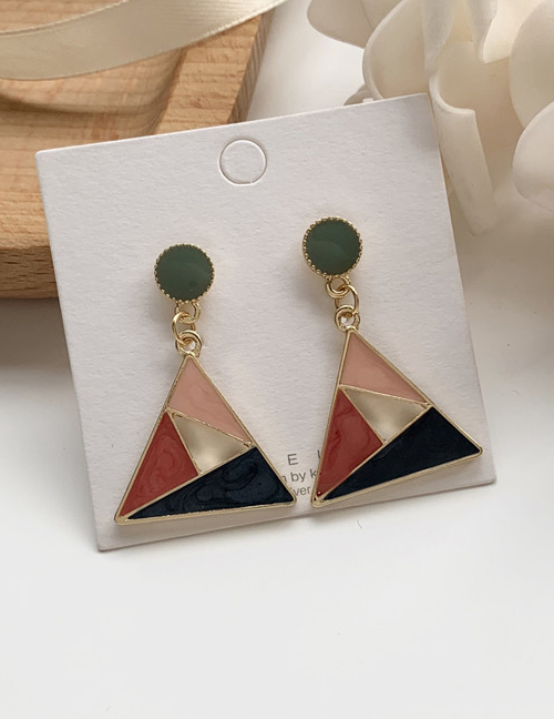 Fashion Green Contrast Color Dripping Triangle Earrings