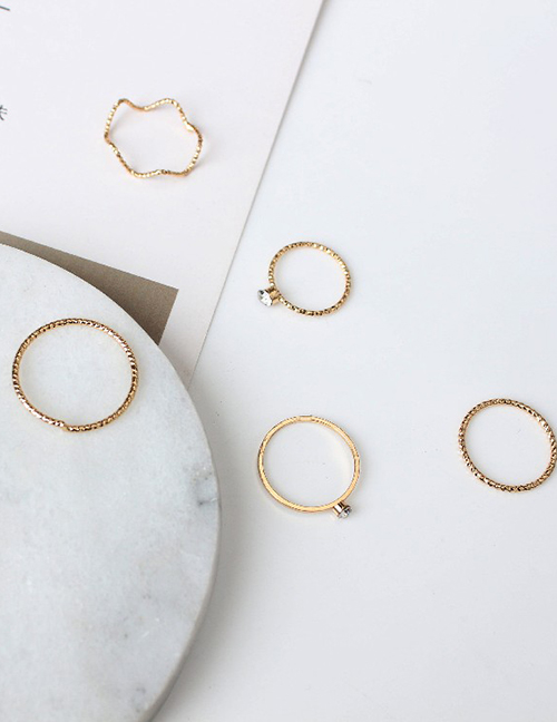 Fashion Golden 5-piece Alloy Wave Ring Set