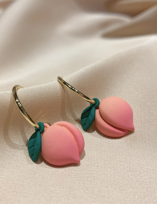 Fashion Pink Alloy Peach Ear Studs
