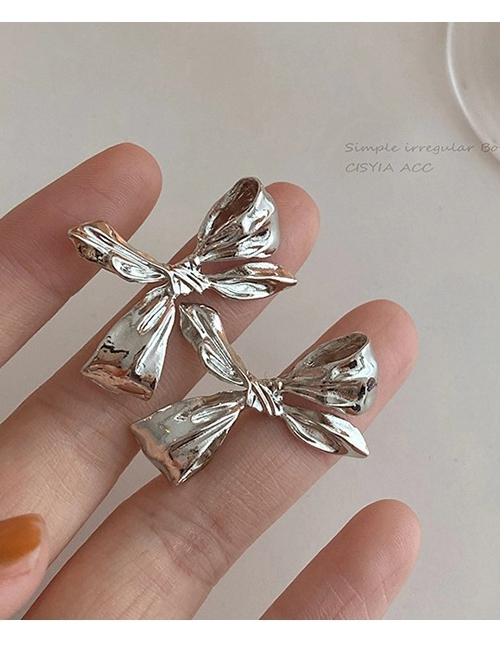 Fashion Silver Irregular Bow Earrings