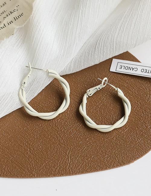 Fashion White Metal Circle Twist Earrings