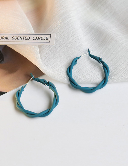 Fashion Blue Metal Circle Twist Earrings