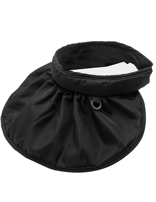 Fashion Black Vinyl Shell Hat Black Plastic Pleated Empty Top Shell Hat