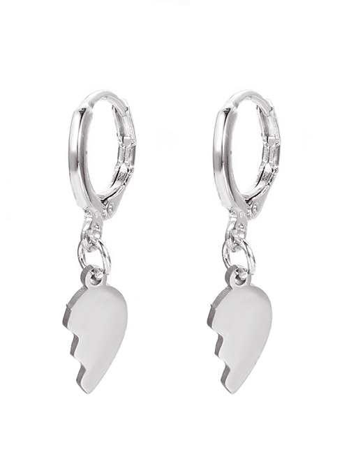 Fashion White K Stainless Steel Cracked Love Ear Ring