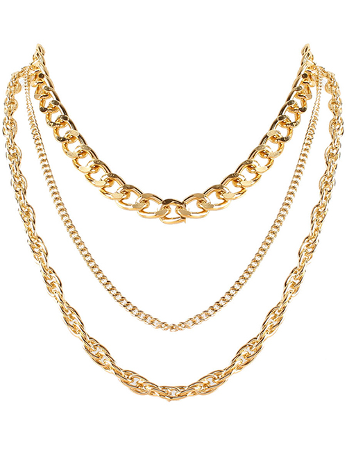 Fashion Goldcolor Alloymultilayerthickchainnecklace