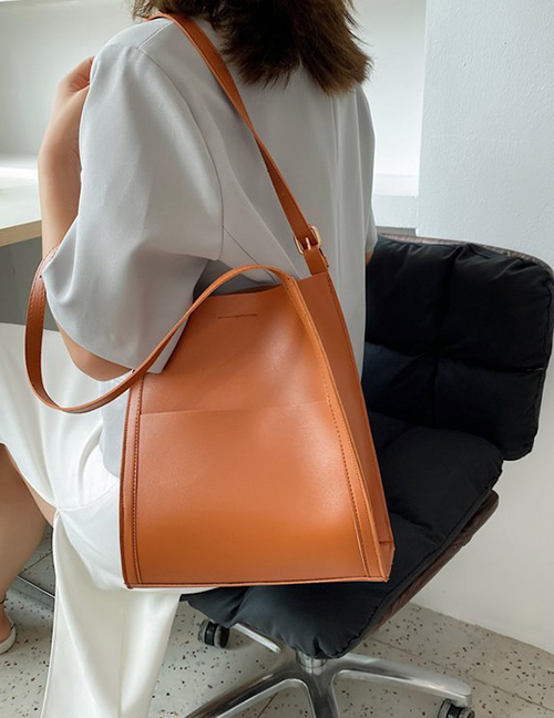 Fashion Dark Brown Large-capacity Leather Shoulder Bag