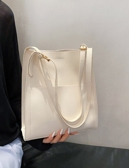 Fashion Creamy-white Large-capacity Leather Shoulder Bag