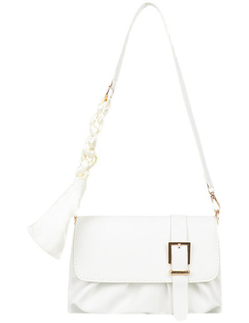 Fashion White Pleated Silk Scarf Crossbody Bag
