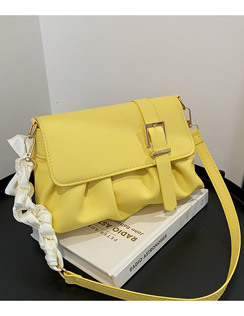 Fashion Yellow Pleated Silk Scarf Crossbody Bag
