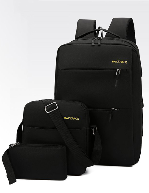 Fashion Black Multi-pocket Large Capacity Backpack