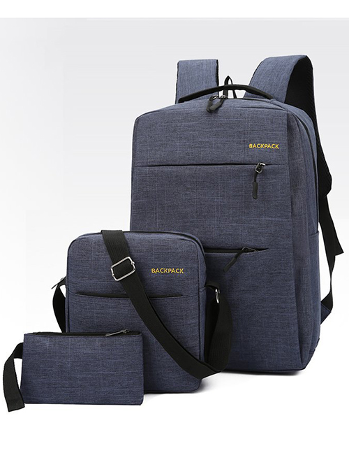 Fashion Navy Multi-pocket Large Capacity Backpack