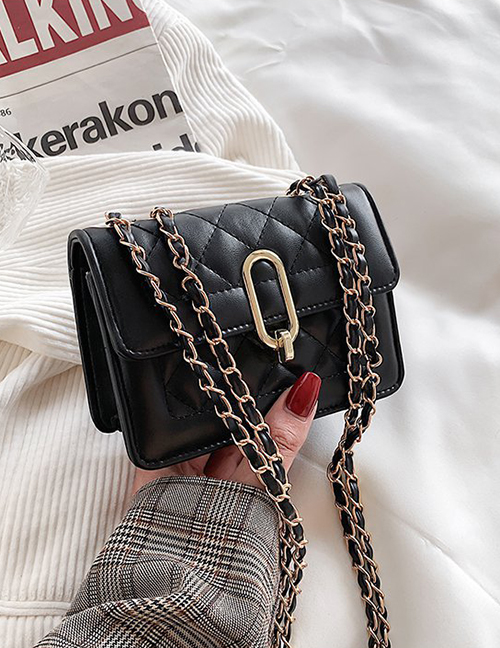 Fashion Black Small Lingge Winding Chain Crossbody Shoulder Bag