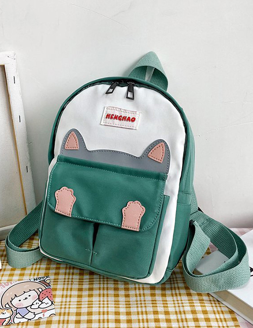 Fashion Green Kitten Large-capacity Portable Backpack