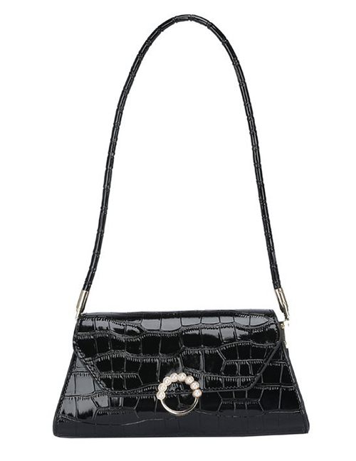 Fashion Black Crocodile Print Shoulder Bag